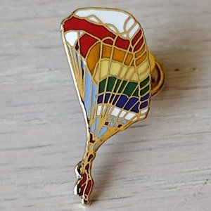 Metallic Gold-Tone Parachute Pin with Beautiful Bright Colors